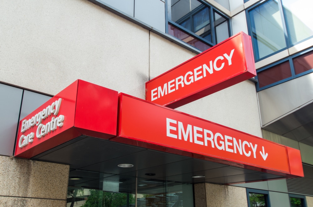 The outside of a hospital emergency room