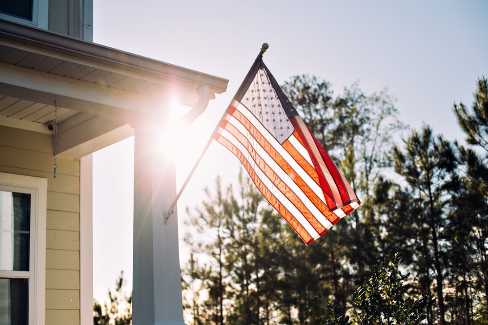 An American flag outside a person's house