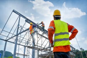 A team of men working on a construction site